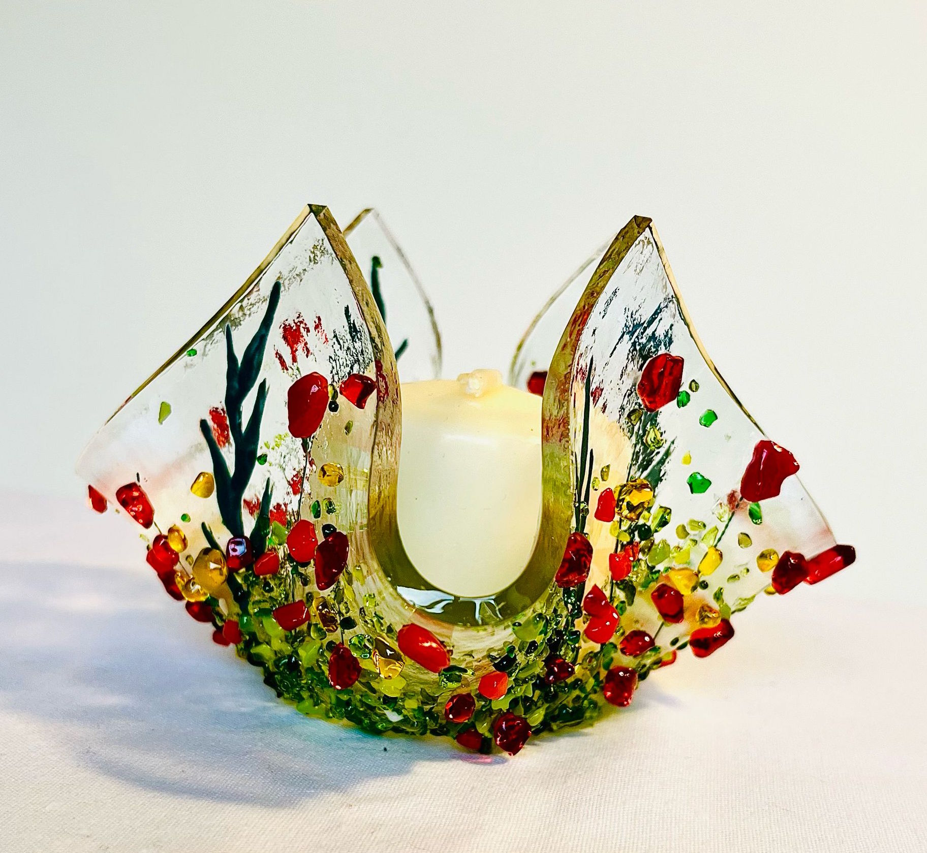 fused glass candle holder