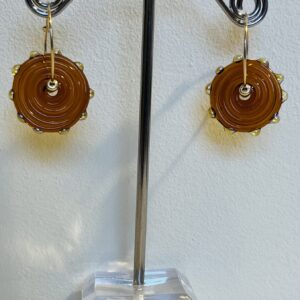 Dark Amber Disc Earrings