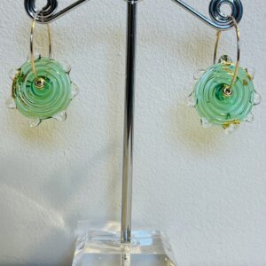 Green Disc Ear Rings