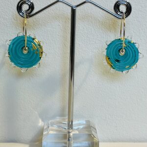 Teal Disc Ear Rings