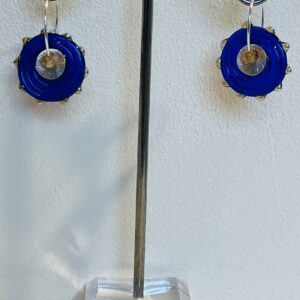 Dark Blue Disc Earrings