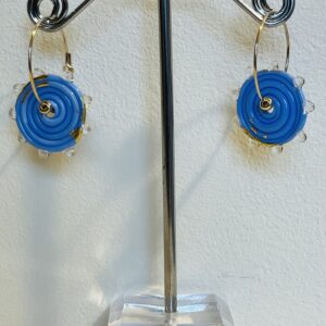 Light Blue Disc Ear Rings